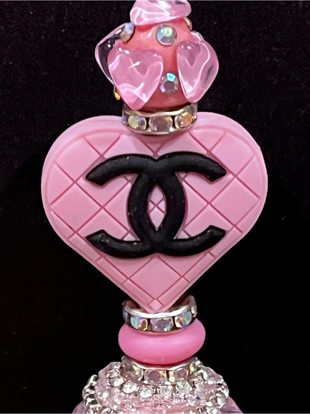 Designer inspired Pink Heart Logo silicone focal fancy Beaded pen